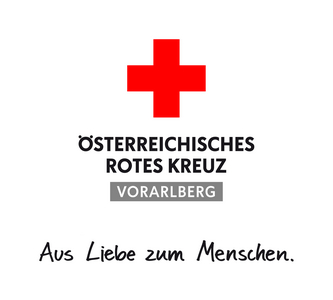 Das Logo des Roten Kreuzes Landesverband Vorarlberg Slogan Aus Liebe zum Menschen unten